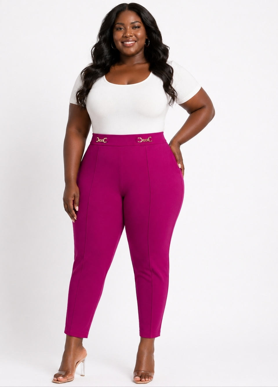 Plus Size Pink Pants W/ Gold Accents Size 20